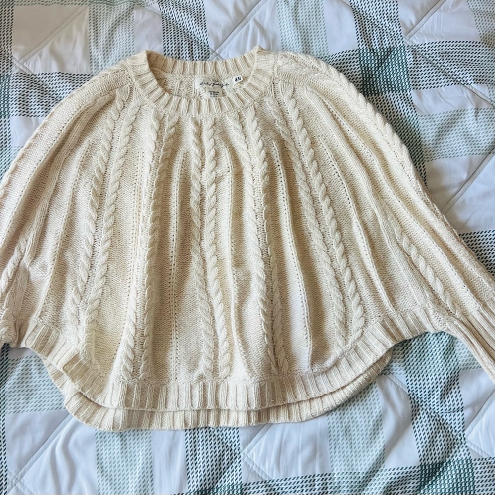 H&M Ivory Cable Knit Poncho